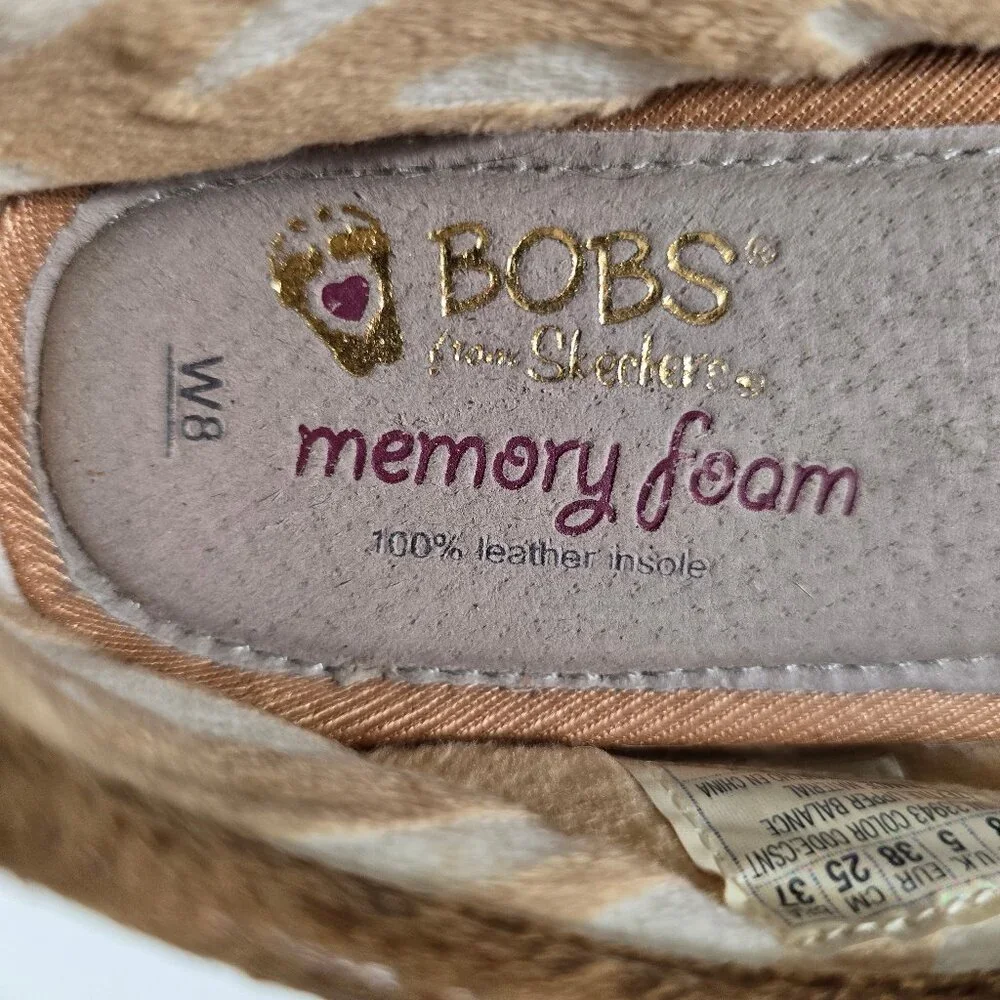 Bobs Womens W 8 Espadrille Memory Foam Brown Leather Look Textile Slip On‎ Shoe